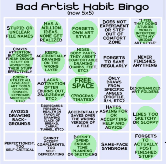 bad artist bingo