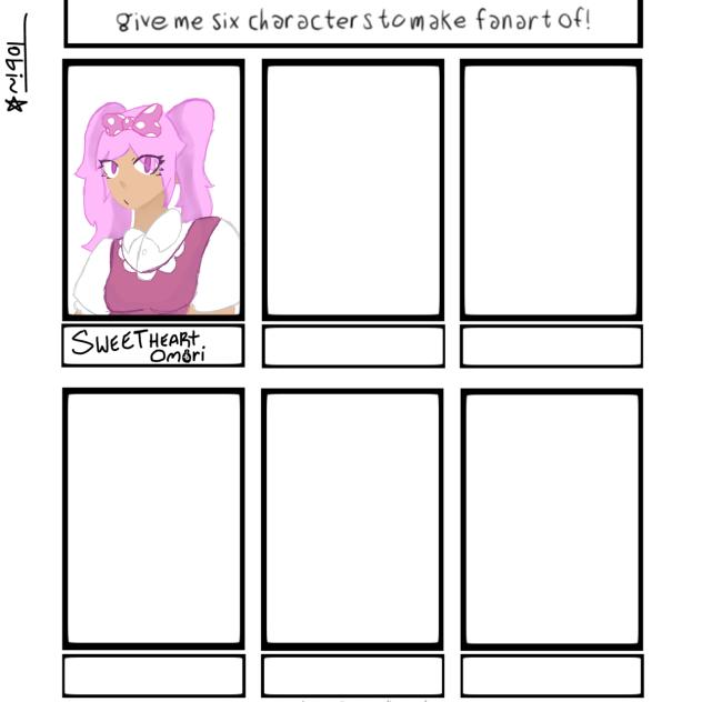 give me six charaters to make fanart of