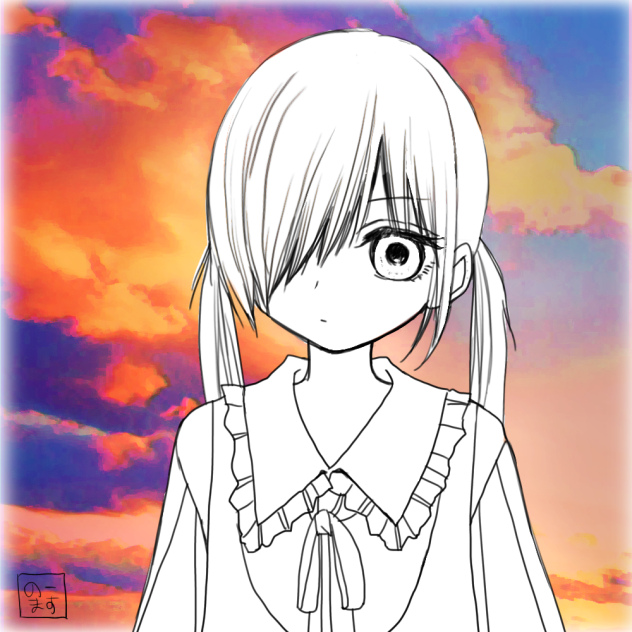 片目女子 塗り絵