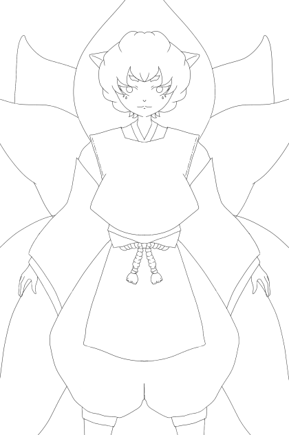 線対称な九尾 線画