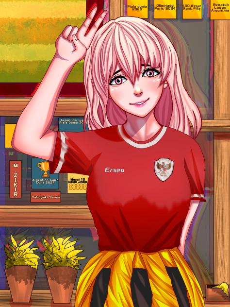 My OC wear Indonesia jersey