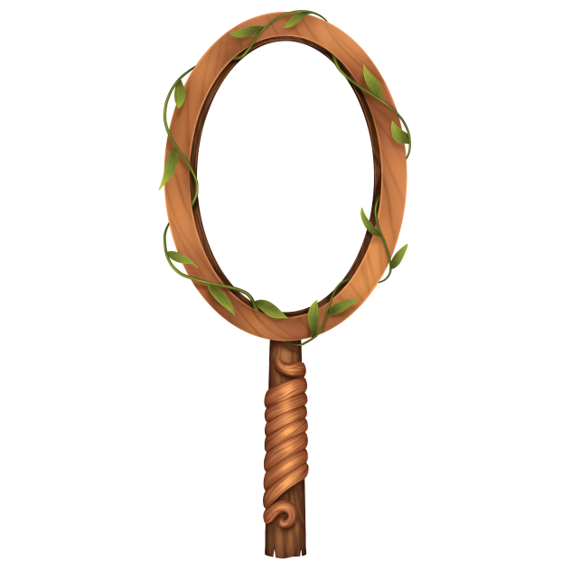 wooden hand mirror