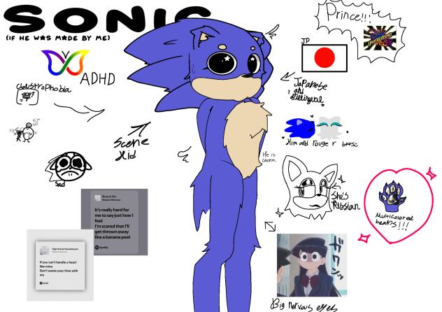 Sonic(headcanons + if he was made by me)