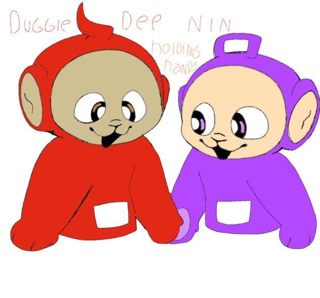 Duggle Dee and nin holding hands