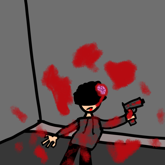 Marks death (a lot of blood)