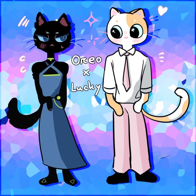 💙Oreo X Lucky🧡(cat ocs)