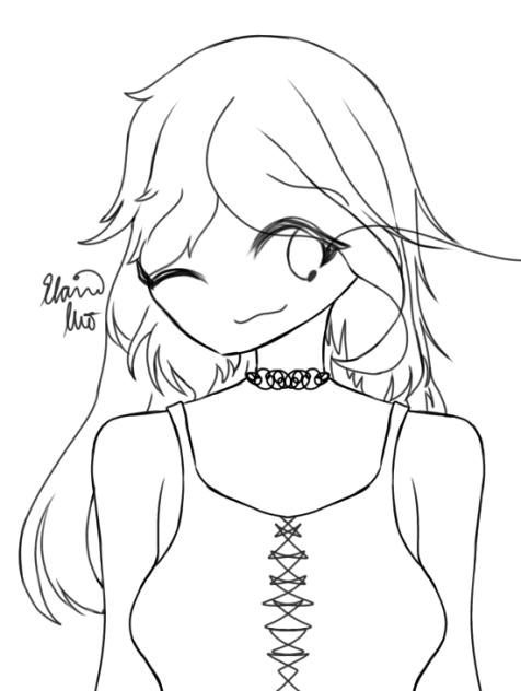 A Girl with a Tank Top Lineart