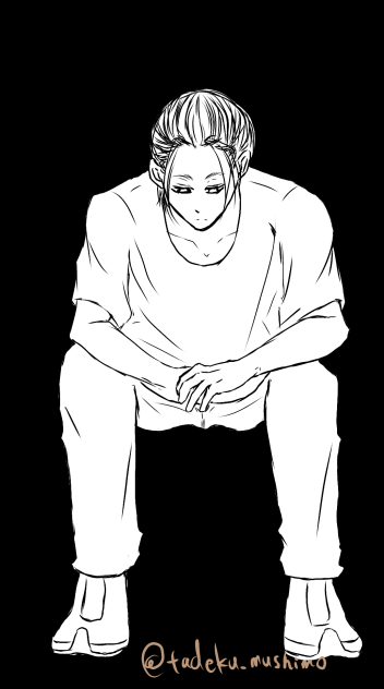 座る