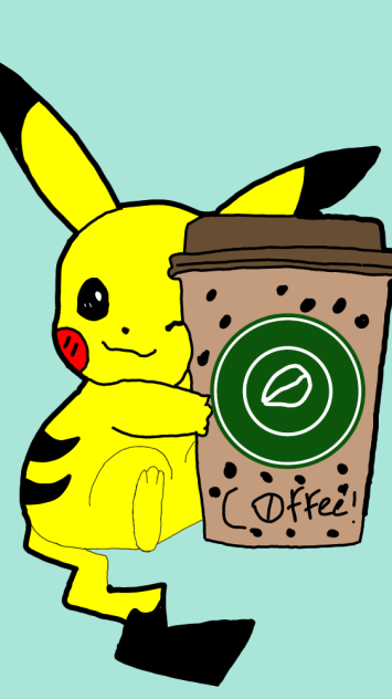 Pikachu with coffee