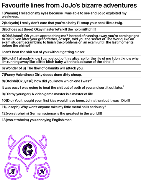 Some of my favourite jojo quotes
