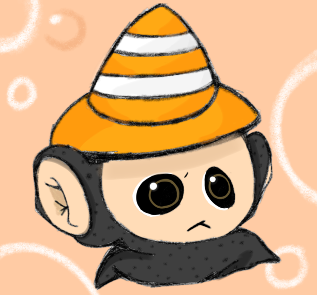 Black teletubby with a cone