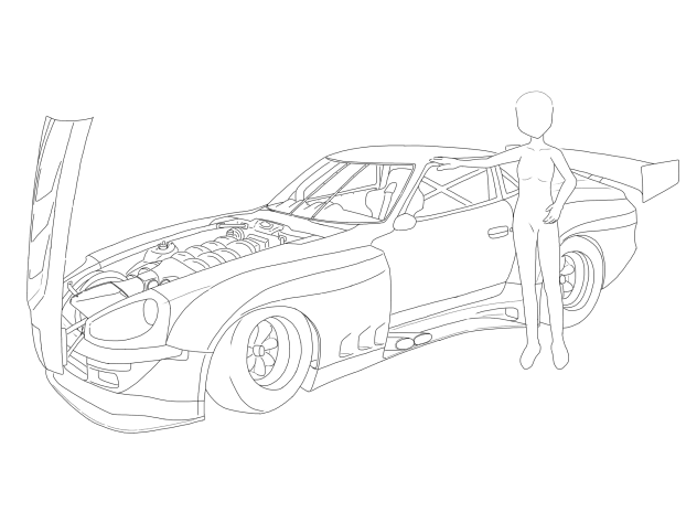 S30Z ＋ キャラクターまだ線画(^^;;
