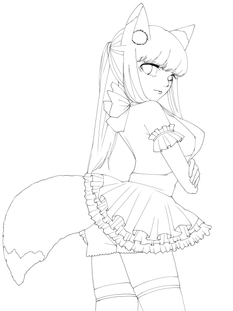 狐娘@線画
