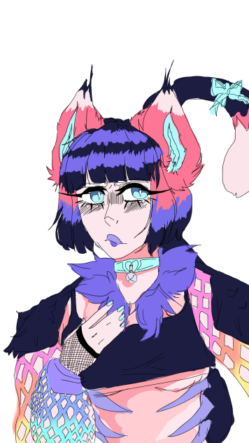 Goth catgirl wip flatcolor