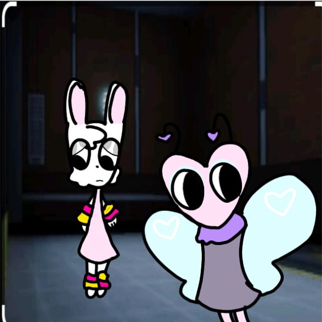 Flutters and Hoppies chat in elevator