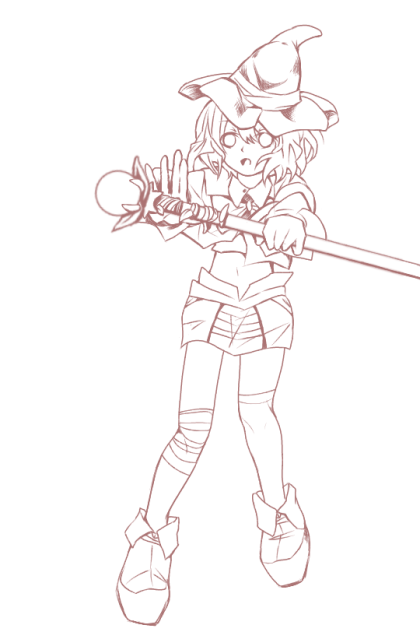 線画　魔女っこ