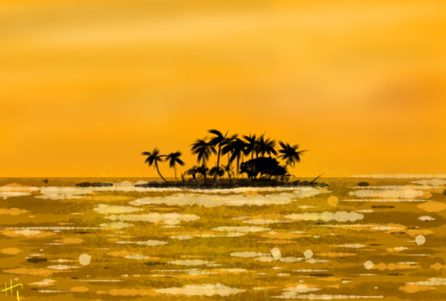 背景イラスト 南の島夕日