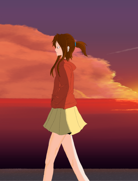 人間態スカイリイ（立ち絵、横）