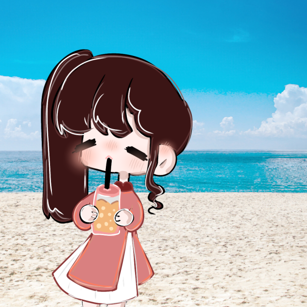 drink milk tea ( on the beach ) - ibisPaint