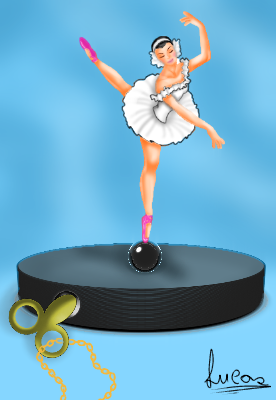 bailarina de porcelana de corda.