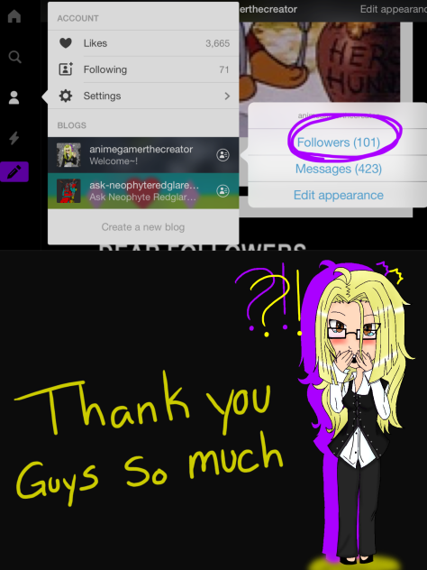 thank you all 100 and more followers