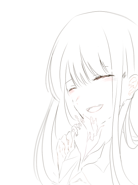 嬉し泣き　線画
