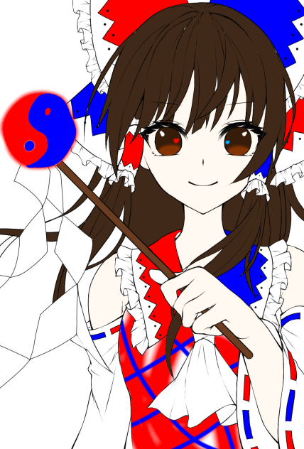 博麗霊夢(フリー線画)青赤