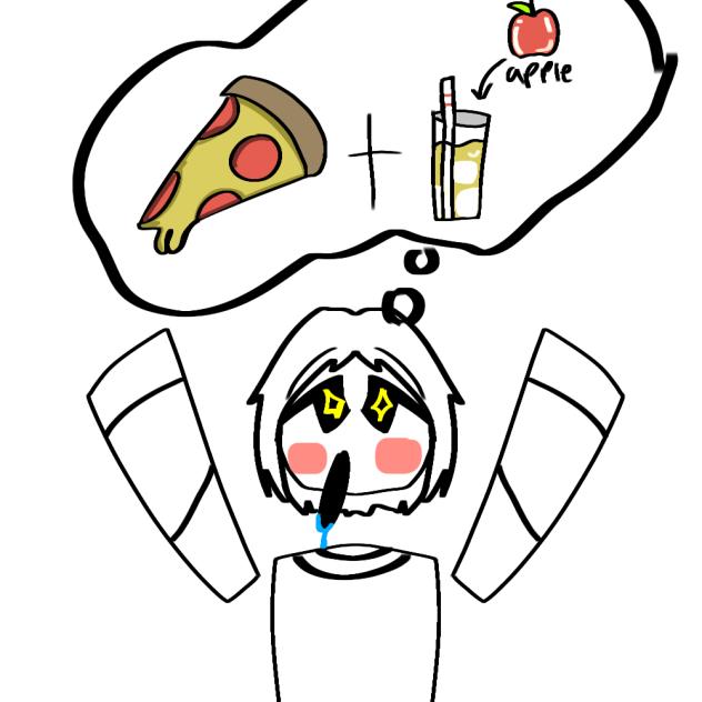 pizza and apple juice