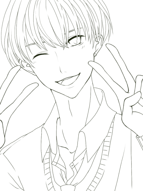 線画 マッシュ少年 Ibispaint