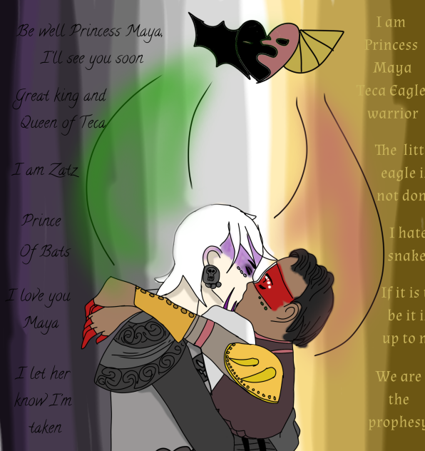 Zatz and Maya kissing