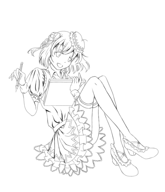 絵描き少女の夢 線画