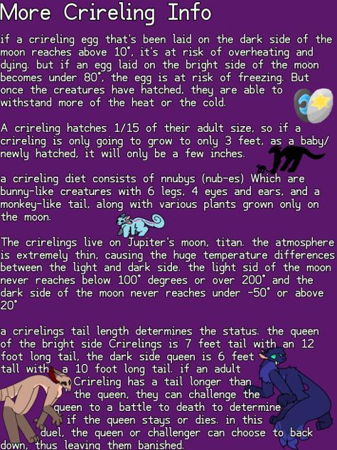 More Crireling info