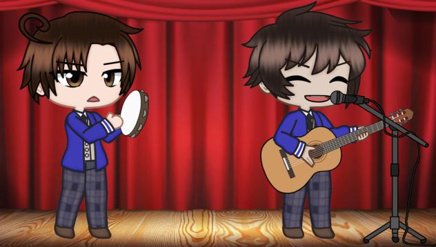 Gakuen Hetalia Romano and Spain singing