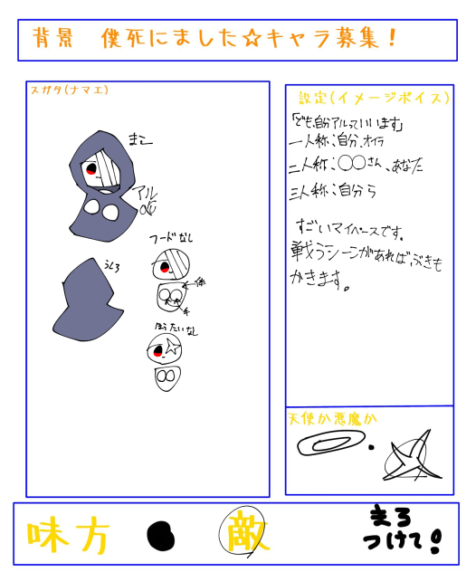 僕死にましたキャラ募集