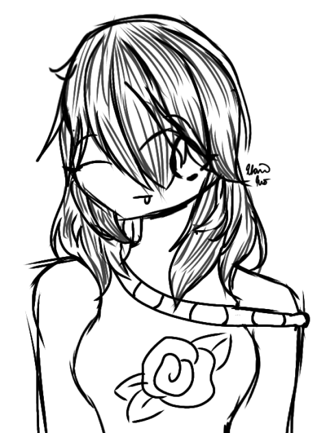 Girl with Rose on Her Shirt Sketch
