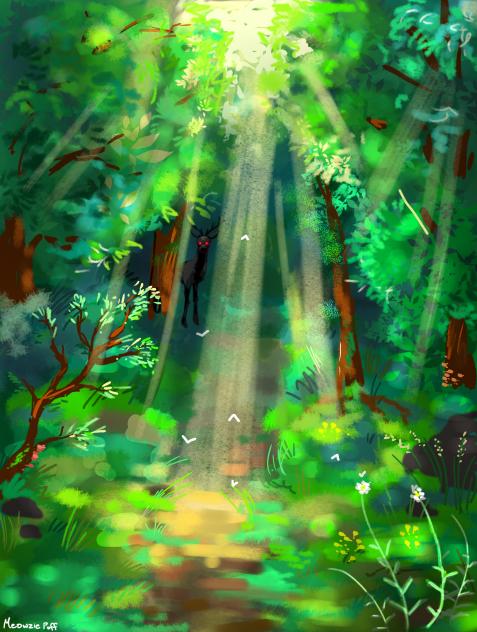 Sunlit forest - ibisPaint