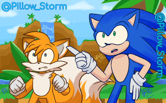 Sonic and Tails sketch redraw