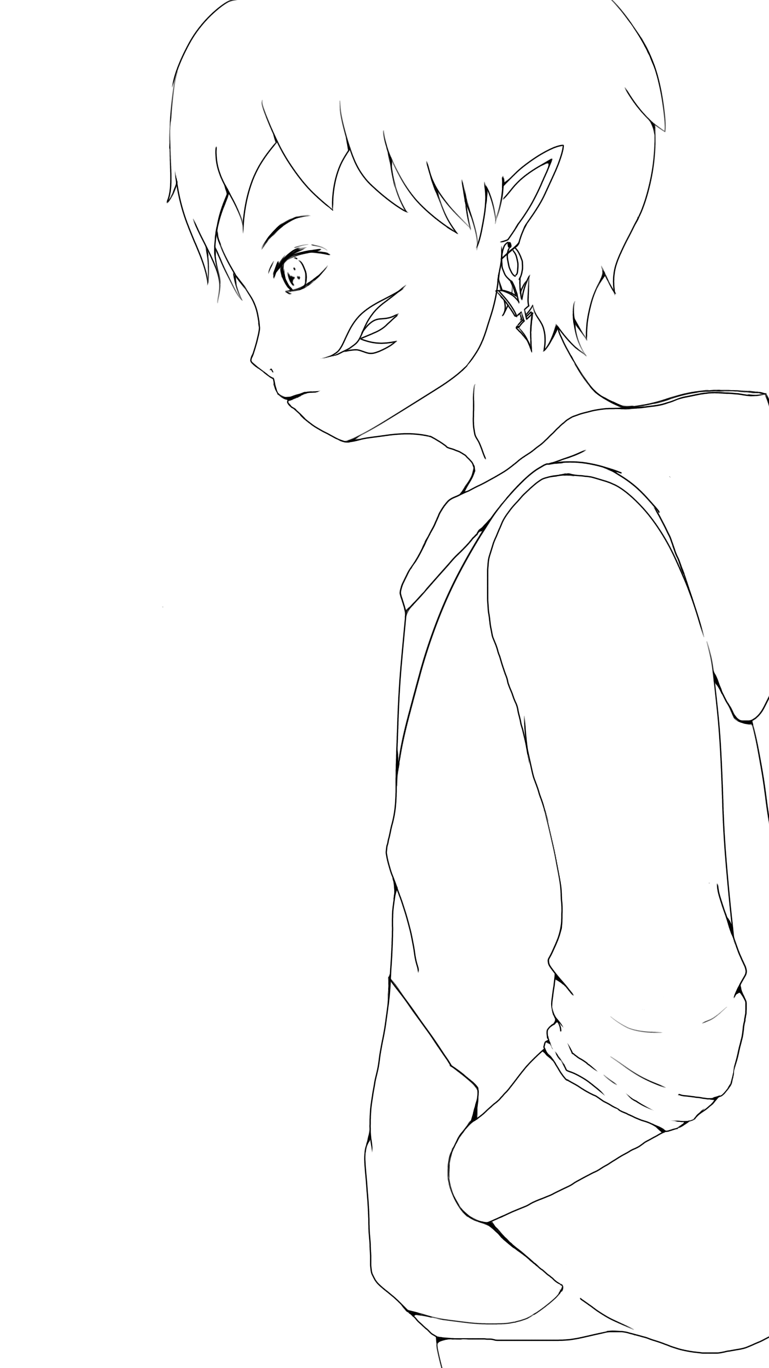 ダー君横顔パーカー 線画 Ibispaint