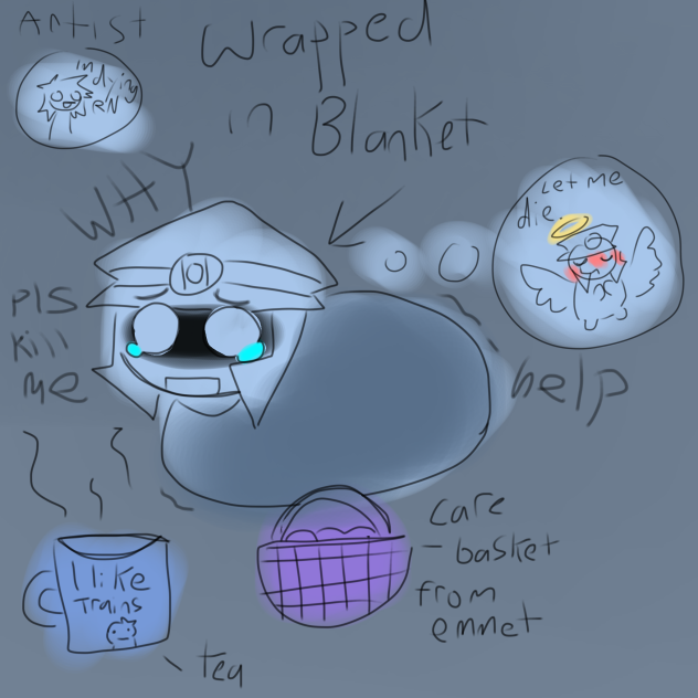 Poorly drawn ingo suffering from period