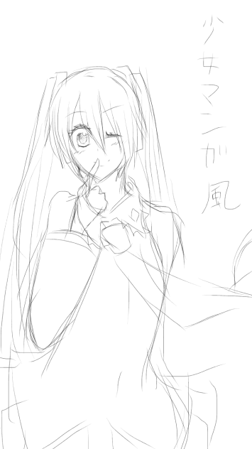 少女マンガ風に初音ミクを描いてみた