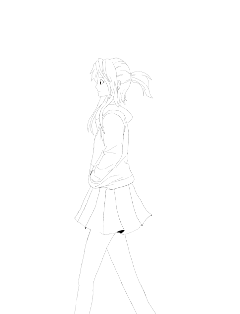 人間態スカイリイ（立ち絵、横、線画）