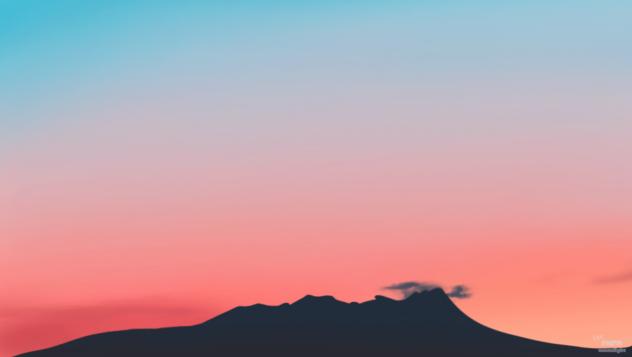 Pink and Blue Sky With Mountain