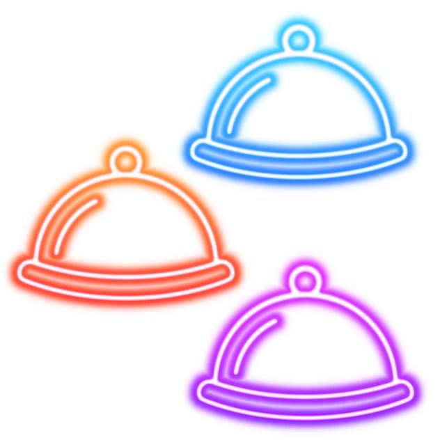 Food Cloche neon icons