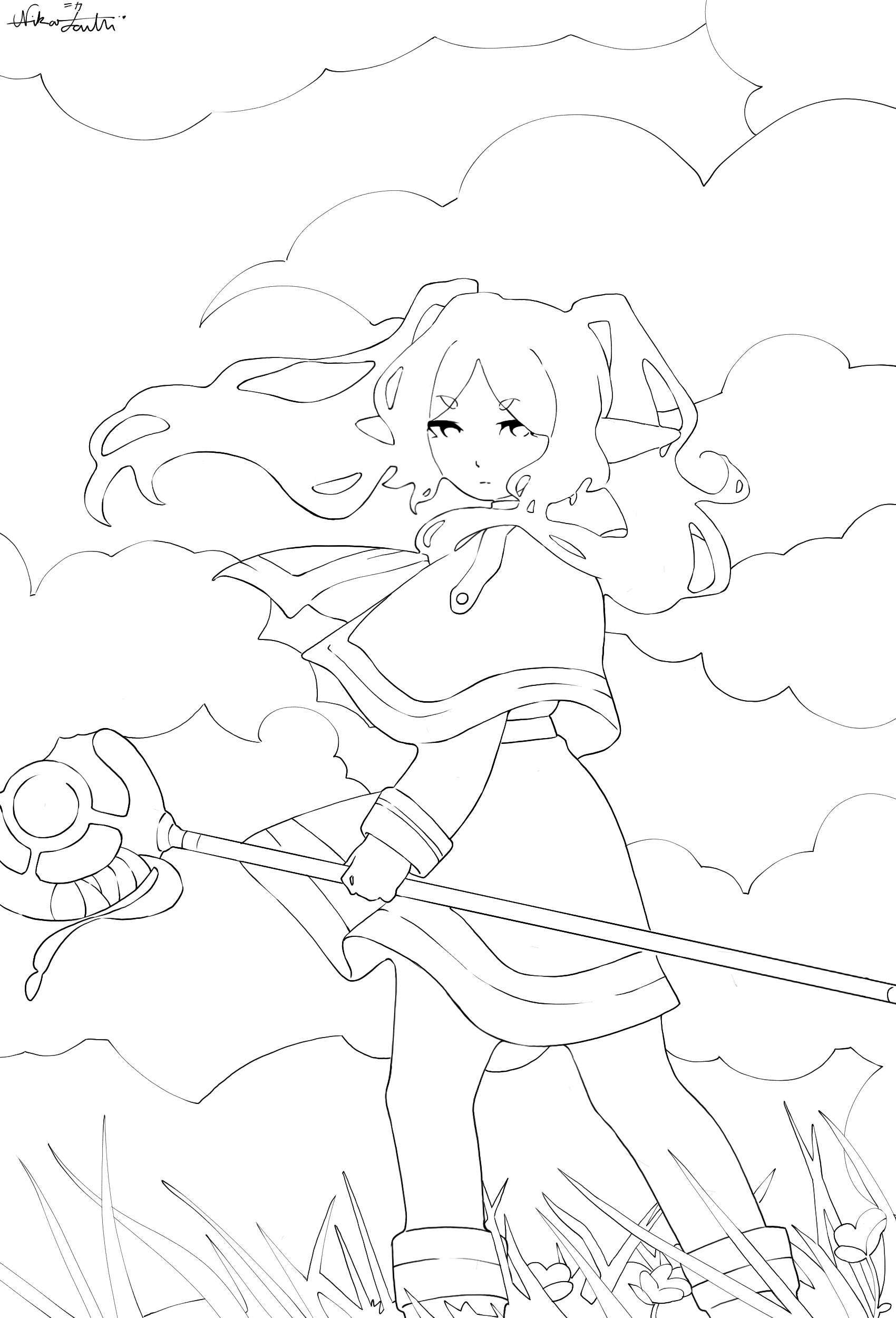 Frieren again again colouring page - ibisPaint