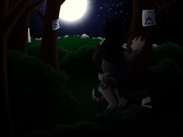 Nameless Werewolf gazing at the Moon
