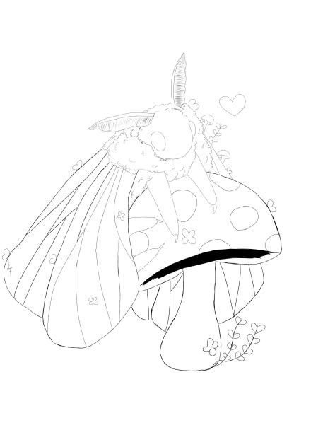 Mushroom moth coloring page!