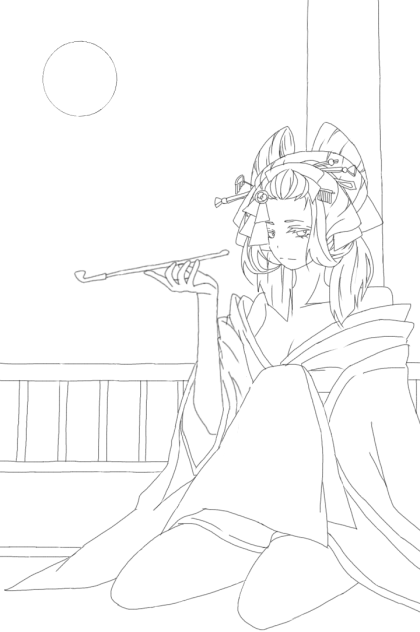月下美人【線画】