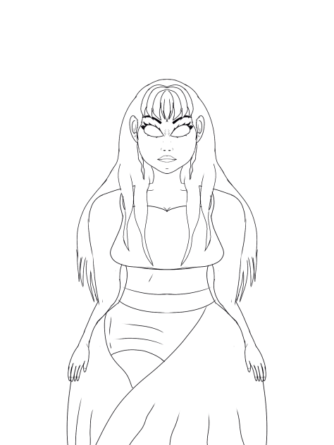 The girl in a garden outline