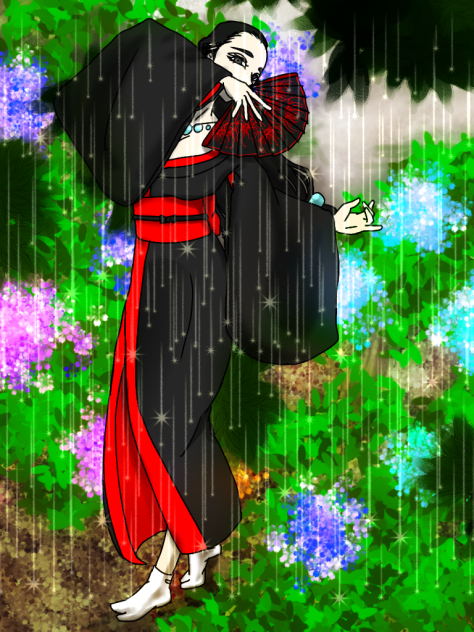 梅雨と黒巫女の舞い