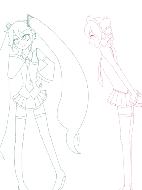 おこミク＆おこテト 線画